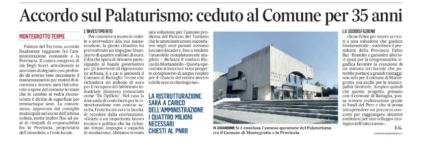 accordo palazzo turismo Montegrotto Terme
