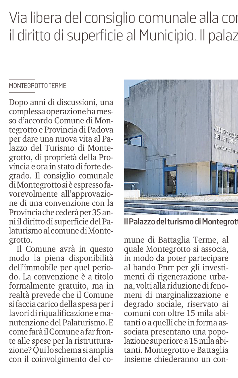 accordo palazzo turismo Montegrotto Terme